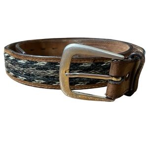 3-D Belt Braided Horsehair Belt Distressed Brown Leather Removable Buckle DDD